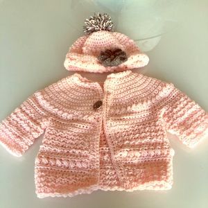 Baby sweater with matching hat